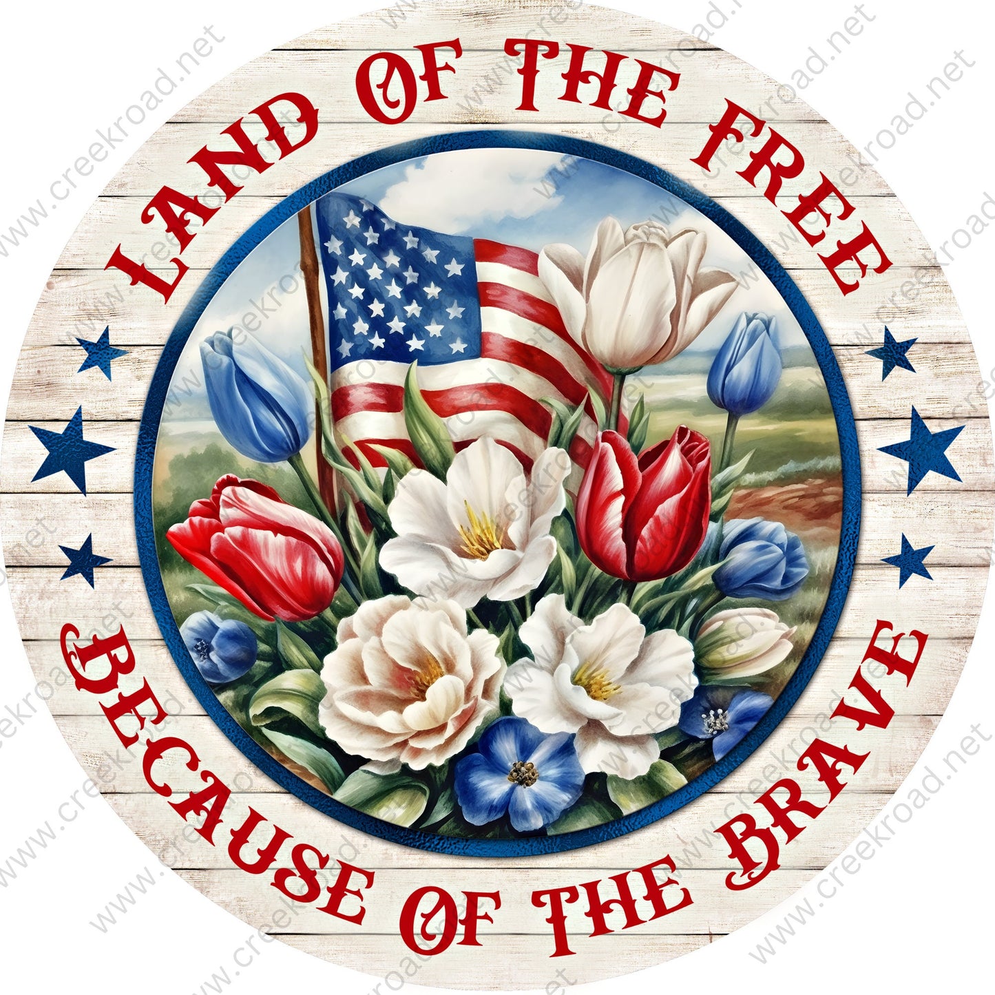 Land of the Free Wreath Sign-CHOOSE YOUR VERSION-Round-Sublimation-Aluminum-Attachment-Decor