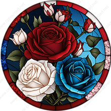 Load image into Gallery viewer, Patriotic Roses of Independence Wreath Sign-Round-Sublimation-Aluminum-Attachment-Decor
