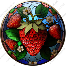 Load image into Gallery viewer, Red Strawberry Runners Faux Stained Glass Sign-Round-Sublimation-Decor
