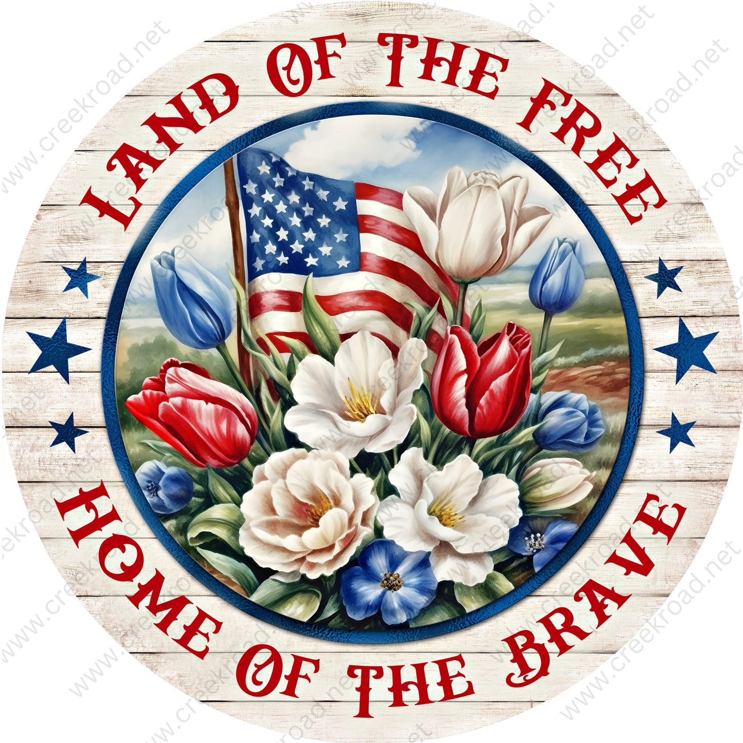 Land of the Free Wreath Sign-CHOOSE YOUR VERSION-Round-Sublimation-Aluminum-Attachment-Decor