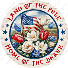 Load image into Gallery viewer, Land of the Free Wreath Sign-CHOOSE YOUR VERSION-Round-Sublimation-Aluminum-Attachment-Decor
