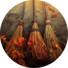 Load image into Gallery viewer, Witches Brooms of Three Wreath Sign-Halloween-Sublimation-Decor
