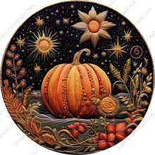 Load image into Gallery viewer, Fall Pumpkin Faux Embroidery Appearance Wreath Sign-Sublimation-Round-Fall-Decor
