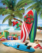 Load image into Gallery viewer, Christmas Surfboards at the Beach Wreath Sign-Holiday- 8&quot;x10&quot; Sublimation-Attachment-Christmas Decor
