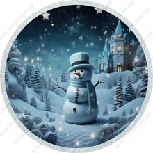 Load image into Gallery viewer, Snowman on a Snowy Night Wreath Sign-Holiday-Sublimation-Attachment-Decor
