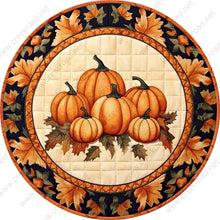 Load image into Gallery viewer, Pumpkin Patch Faux Quilted Appearance Wreath Sign-Sublimation-Round-Fall-Decor
