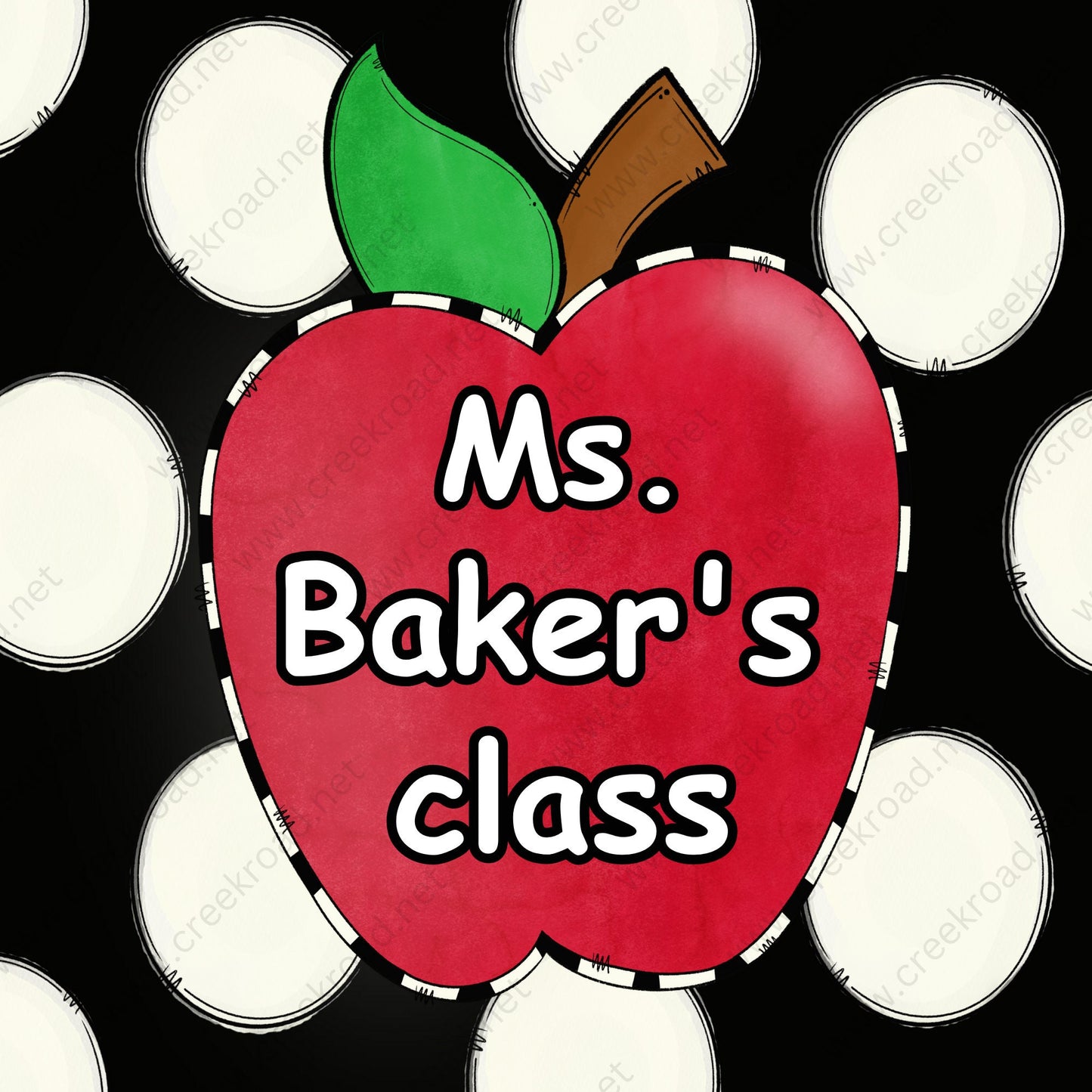 Personalized Apple Teacher Wreath Sign 10"x10" Square-Sublimation-Decor