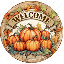 Load image into Gallery viewer, Welcome Fall Pumpkins Wreath Sign-Sublimation-Round-Fall-Autumn-Decor
