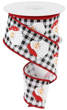 Load image into Gallery viewer, 2.5&quot; X 10Yd Wired Ribbon-Vertical Santa Heads/Check-RGC165227-Christmas
