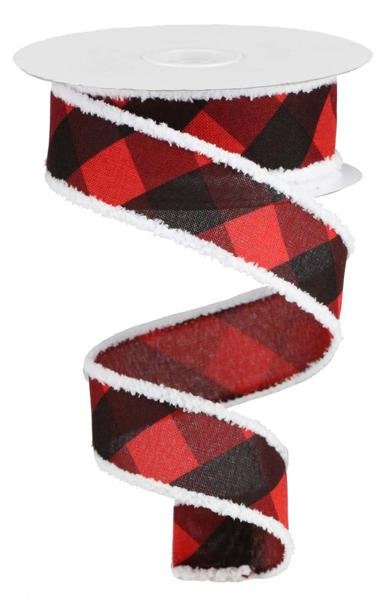 1.5" X 10Yd Wired Ribbon-Bold Check W/Drift-RG883224-Christmas