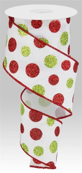 2.5" X 10Yd Wired Ribbon-Multi Size Glitter Dots/Royal-RG0170427-Christmas