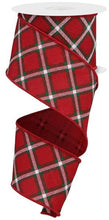Load image into Gallery viewer, 2.5&quot; X 10Yd Wired Ribbon-Diagonal Dash Check/Faux Ryl-RGE156724-Christmas
