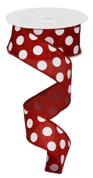 1.5" X 10Yd Wired Ribbon-Medium Polka Dots-RG01203CE-Christmas