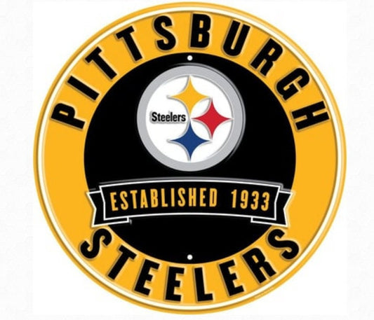 12" Diameter Pittsburg Steelers Officially Licensed Pro Football Sign-Sports