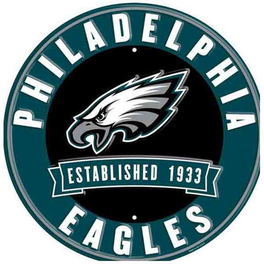 12" Diameter Philadelphia Eagles Officially Licensed Pro Football Sign-Sports-