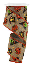Load image into Gallery viewer, 2.5&quot; X 10Yd Wired Ribbon-Vintage Cat/Witch-RGE182804-Halloween/Fall
