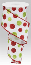 Load image into Gallery viewer, 2.5&quot; X 10Yd Wired Ribbon-Multi Size Glitter Dots/Royal-RG0170427-Christmas
