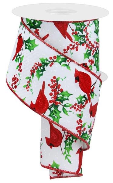 2.5" X 10Yd Wired Ribbon-Cardinal/Holly/Berries-RGE153127