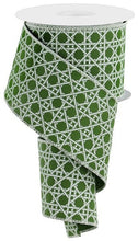 Load image into Gallery viewer, 2.5&quot; X 10Yd Wired Ribbon-Moss Green Ivory Basket Weave-RGE139052-Fall
