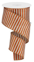 Load image into Gallery viewer, 2.5&quot; X 10Yd Wired Ribbon-Natural Bright Orange Glitter Stripe On Royal-RG0169518-Fall
