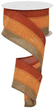 Load image into Gallery viewer, 2.5&quot; X 10Yd Wired Ribbon-Tan Orange Rust 3 Color 3-In-1 Royal Burlap-RG1604MY-Fall
