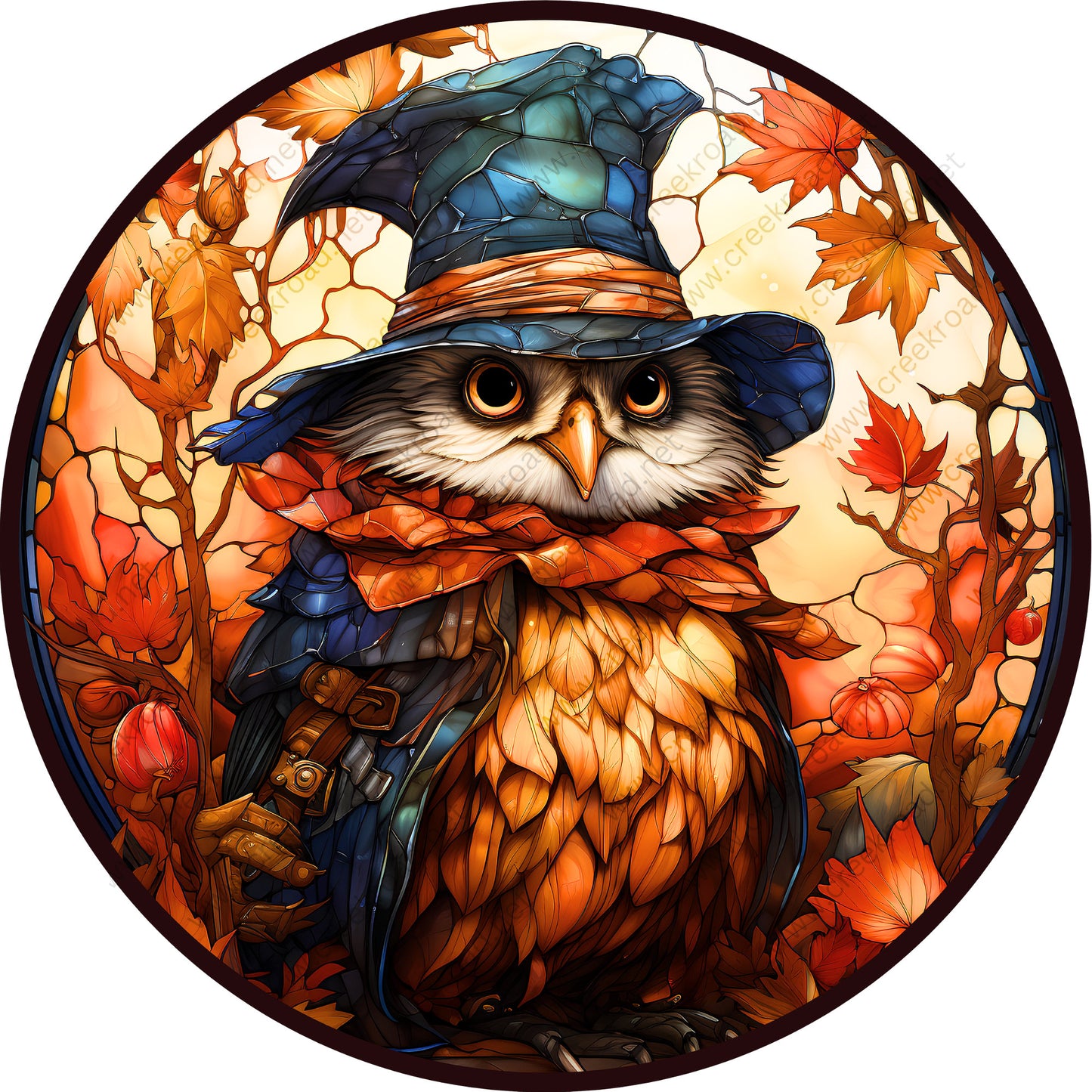 Fall Owl with Top Hat Wreath Sign-Fall-Sublimation-Attachment-Round-Creek Road Designs