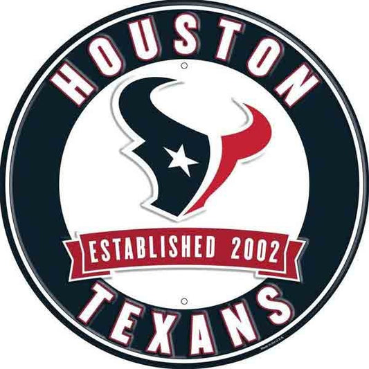 12" Diameter Houston Texans Officially Licensed Pro Football Sign-Sports-