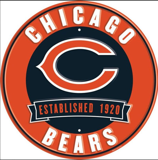 12" Diameter Chicago Bears Officially Licensed Pro Football Sign-Sports