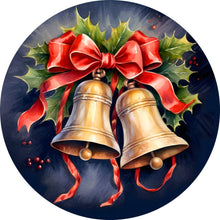 Load image into Gallery viewer, Christmas Bells Wreath Sign-Sublimation-Round-Chistmas-Winter-Decor
