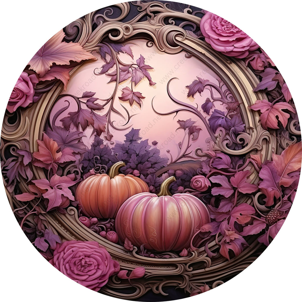 Beautiful Pumpkin Floral Wreath Sign-Fall-Sublimation-Attachment-Round-Creek Road Designs