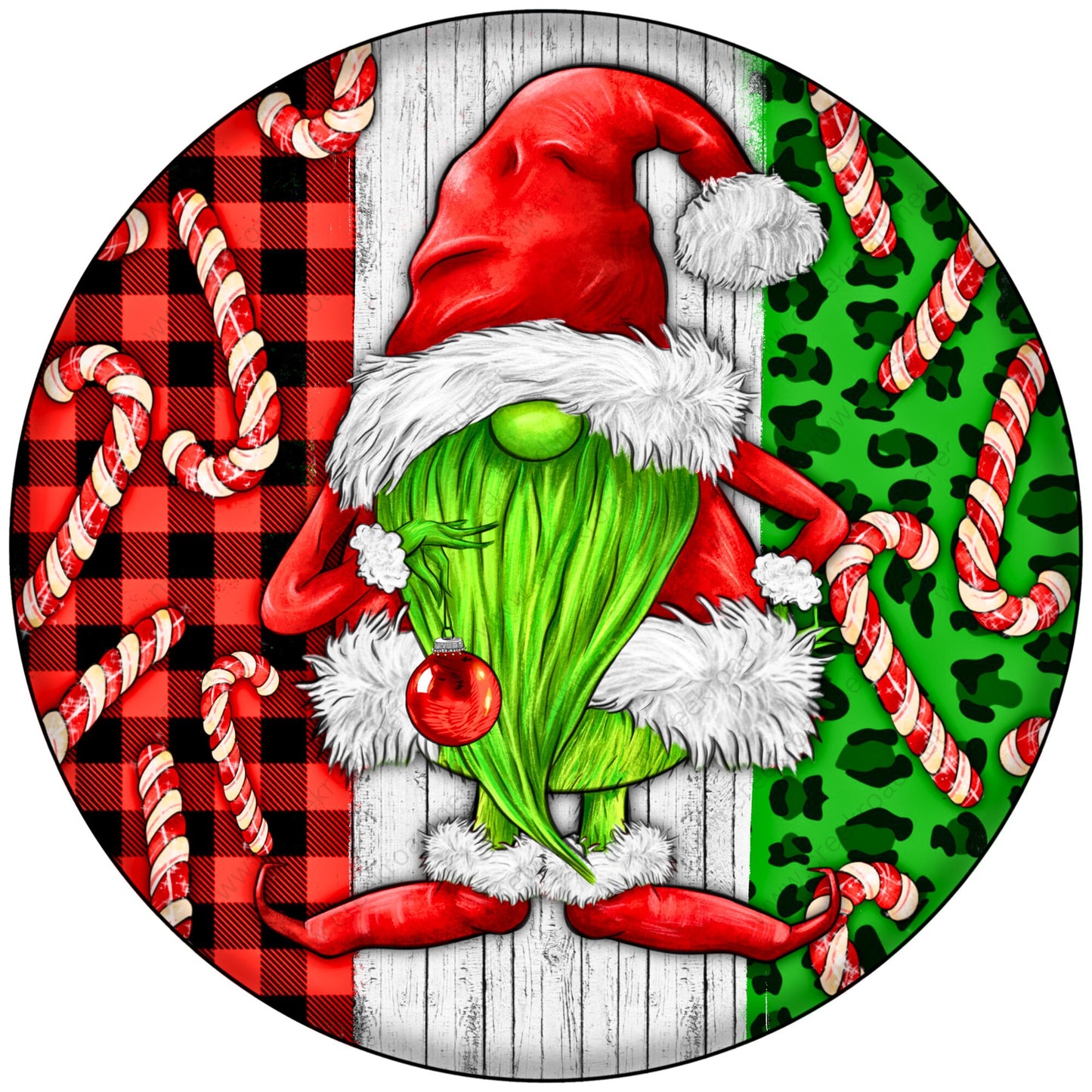 Green Monster Santa Gnome Wreath Sign-Holiday-Sublimation-Attachment-Decor