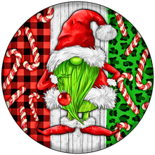 Load image into Gallery viewer, Green Monster Santa Gnome Wreath Sign-Holiday-Sublimation-Attachment-Decor
