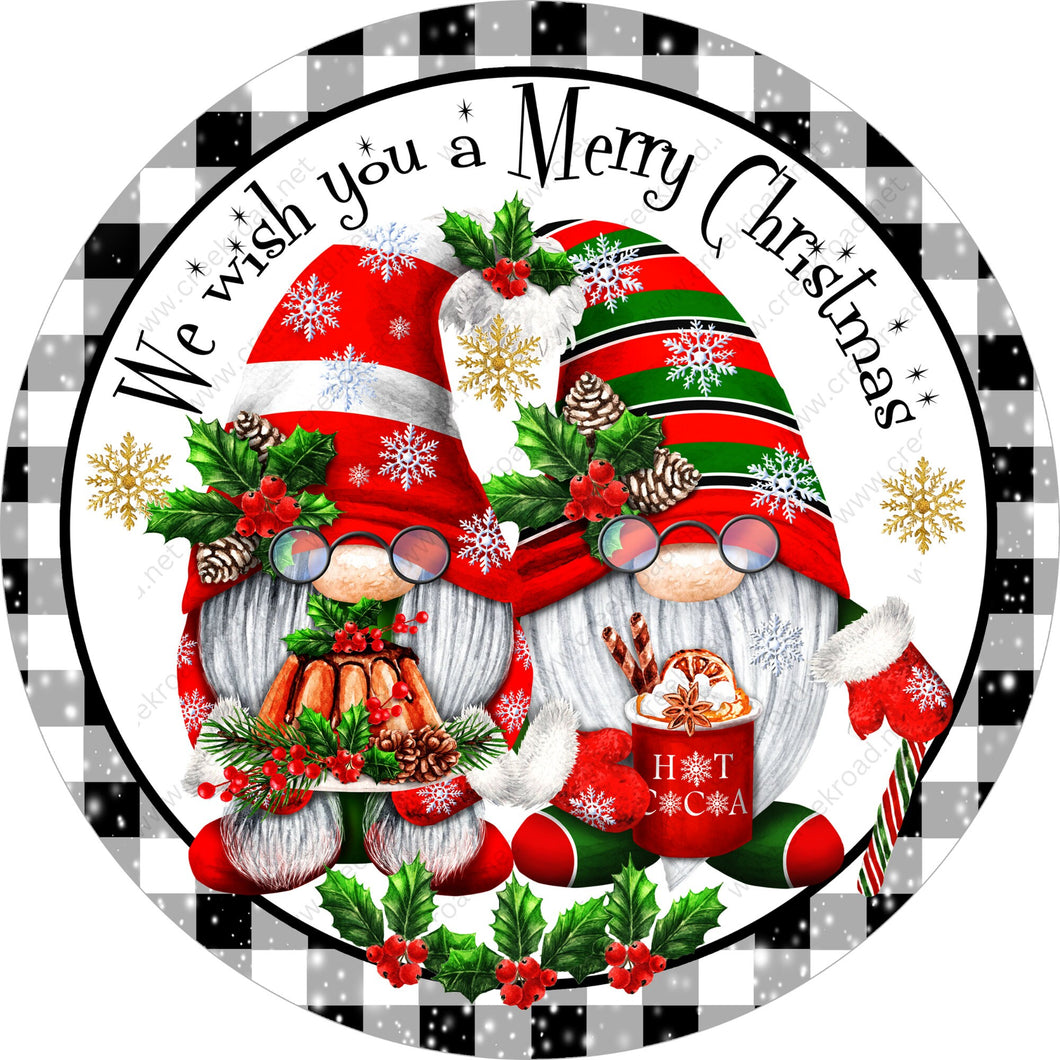 We Wish You a Merry Christmas Gnome Wreath Sign-Holiday-Sublimation-Attachment-Decor