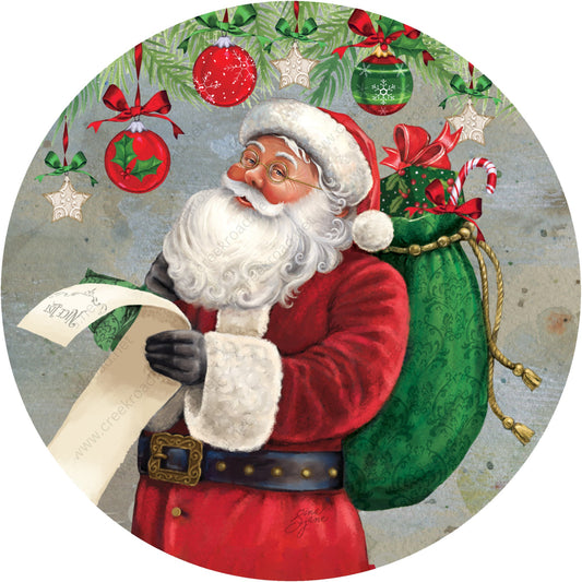 Santa Checking his List Ornaments Wreath Sign-Holiday-Sublimation-Attachment-Decor