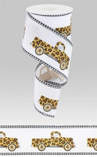 Load image into Gallery viewer, 2.5&quot; X 10Yd Wired Ribbon-Leopard Truck/Gingham-RGA819127-Fall
