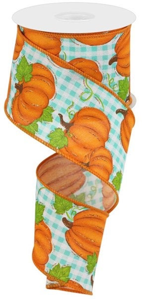 2.5" X 10Yd Wired Ribbon-Pumpkin Patch/Check-RGA14803T-Fall