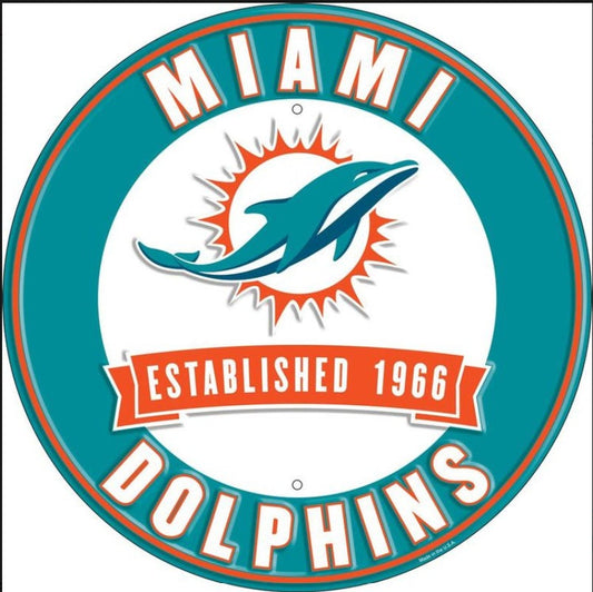 12" Diameter Miami Dolphins Officially Licensed Pro Football Sign-Sports