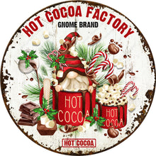 Load image into Gallery viewer, Gnome Hot Cocoa Factory Wreath Sign-Sublimation-Round-Christmas-Winter-Decor
