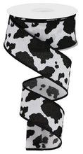 Load image into Gallery viewer, 1.5&quot; X 10Yd Wired Ribbon-Fuzzy Cow Print Ribbon White/Black-RGB137602-Everyday
