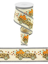 Load image into Gallery viewer, 2.5&quot; X 10Yd Wired Ribbon-Leopard Truck Pumpkins Stripe-RGA8189C2-Fall
