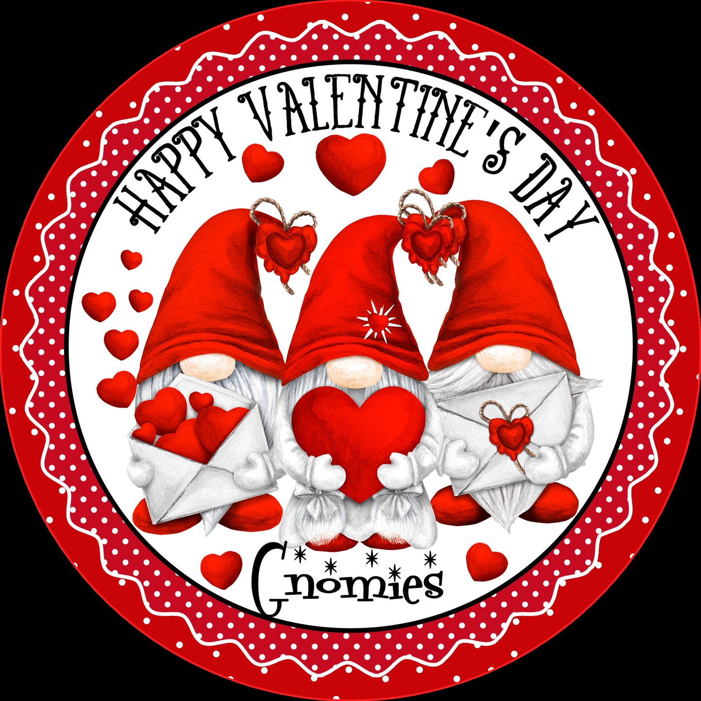 Happy Valentine's Day Gnomies Valentine Wreath Sign - Valentines Door Decor-