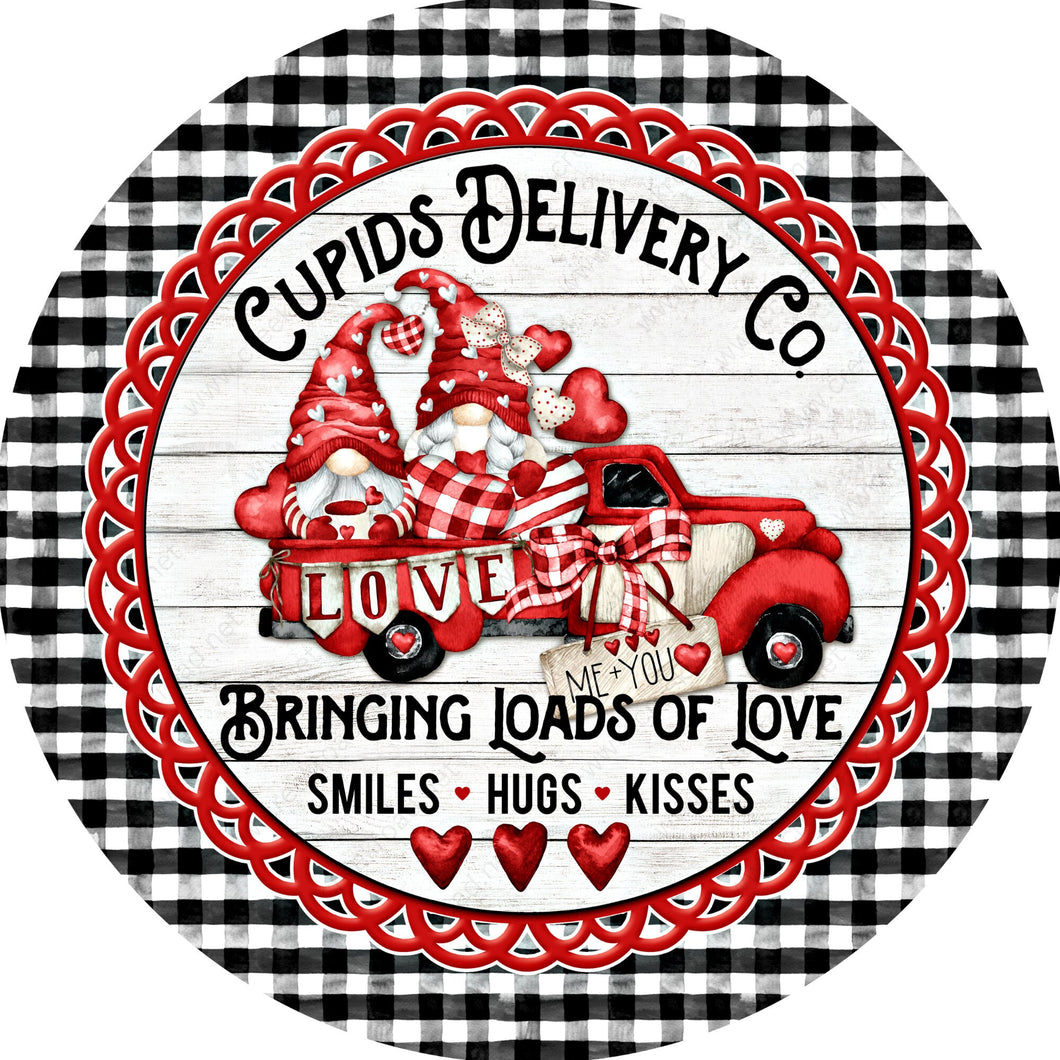 Cupids Delivery Co Smiles Hugs Kisses Wreath Sign-Aluminum-Valentines-Decor
