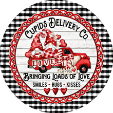 Load image into Gallery viewer, Cupids Delivery Co Smiles Hugs Kisses Wreath Sign-Aluminum-Valentines-Decor
