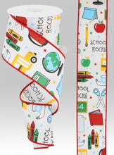Load image into Gallery viewer, 2.5&quot; X 10Yd Wired Ribbon-School Rocks-RG01282RT-Wreaths-Crafts-Ribbon-Teacher
