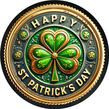 Load image into Gallery viewer, Happy St. Patrick&#39;s Day Shamrock Wreath Sign-Sublimation-Decor-Aluminum
