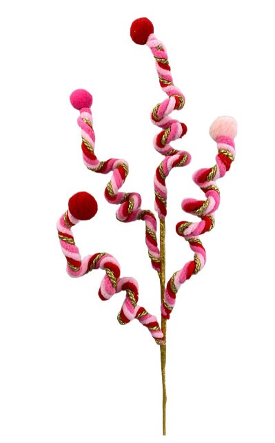 Red, Pink, Hot Pink Gold Swirl Wreath Pick-Wreath Supplies-Attachment-85741RDPKGD