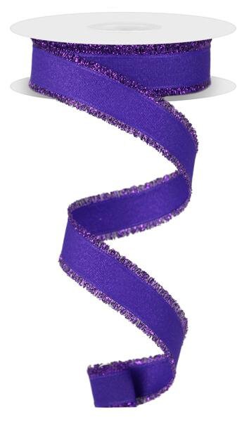 7/8" X 10Yd Wired Ribbon-Purple W/Fuzzy Edge-RN587923-Wreaths-Crafts-Ribbon-Everyday