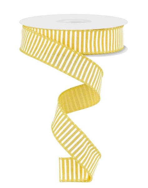 7/8" X 10Yd Wired Ribbon-Yellow/White Horizontal Stripes/Royal-RG778029-Wreaths-Crafts-Ribbon-Everyday