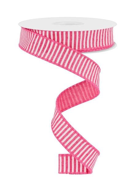 7/8" X 10Yd Wired Ribbon-Hot Pink/White Horizontal Stripes/Royal-RG778011-Wreaths-Crafts-Ribbon-Everyday