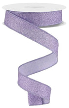 Load image into Gallery viewer, 7/8&quot; X 10Yd Wired Ribbon-Lavender Fine Glitter On Royal-RGE738013-Wreaths-Crafts-Ribbon
